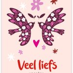 Sizzy Kaart A6 `Veel liefs voor jou` vogels hartje bloemen