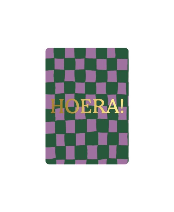 KP kaart A6 `Hoera` grid lila groen - Afbeelding 1