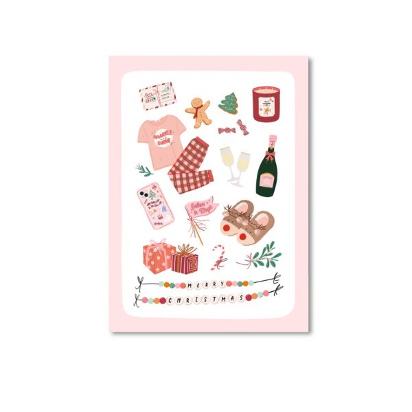 OnlyHappyThings , Kerst kaart A6 `Girly christmas` kerst afbeeldingen - Afbeelding 1