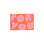 Sticker rechthoek 70mmx50mm `For You` bubble letters oranje roze   ( set van 10 stuks )