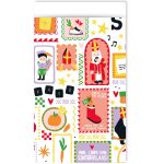 Kadozakje, Medium 12cmx19cm `Sinterklaas feest` print met allerlei afbeeldingen roze oranje paars ( per stuk )
