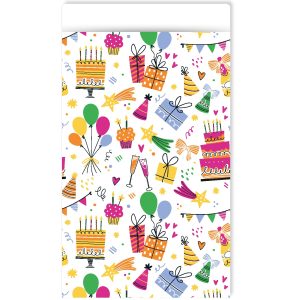 Kadozakje, Medium 12cmx19cm `Birthday doodles`  ( per stuk )