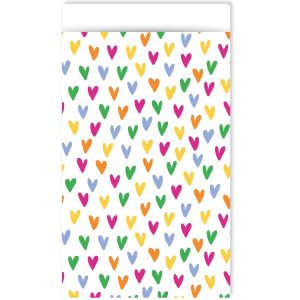 Kadozakje, Medium 12cmx19cm `Kleine hartjes multicolour`   ( per stuk )