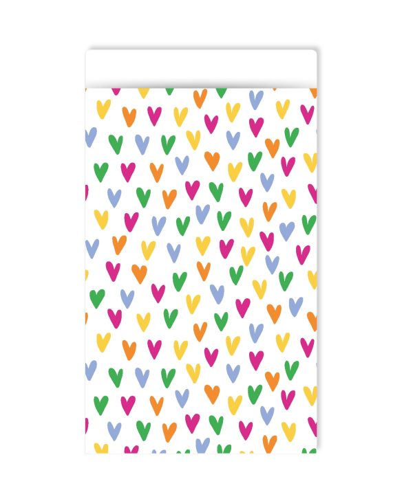 Kadozakje, Medium 12cmx19cm `Kleine hartjes multicolour`   ( per stuk ) - Afbeelding 1