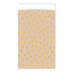 Kadozakje, Small 7cmx13cm `Gouden hartjes beige`   ( per stuk )