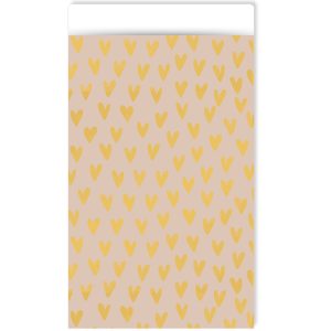 Kadozakje, Medium 12cmx19cm `Gouden hartjes beige` ( per stuk )