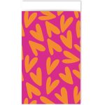 Kadozakje, Medium 12cmx19cm `Harten oranje op roze`  ( per stuk )