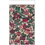 Kadozakje, Medium 12cmx19cm `Kersttakken - kadootjes - ballen` warme kleuren  ( per stuk )