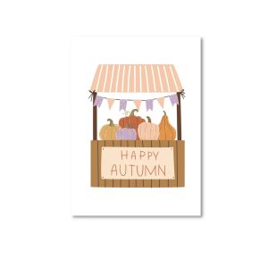 OnlyHappyThings , kaart A6 `Happy autumn` pompoen kraampje