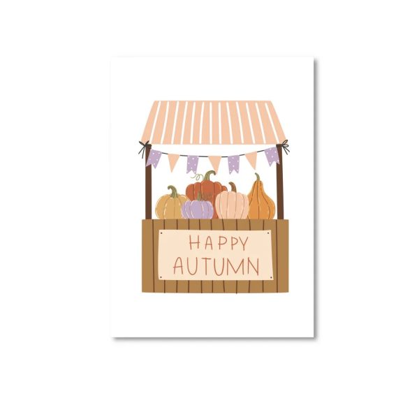 OnlyHappyThings , kaart A6 `Happy autumn` pompoen kraampje - Afbeelding 1