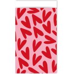 Kadozakje, Medium 12cmx19cm `Harten rood op roze`  ( per stuk )