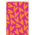 Kadozakje, Large 17cmx25 cm `Harten oranje op roze`  ( per stuk )