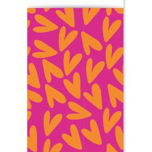 Kadozakje, Large 17cmx25 cm `Harten oranje op roze`  ( per stuk )