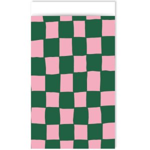 Kadozakje, Medium 12cmx19cm `Grid groen roze`( per stuk )