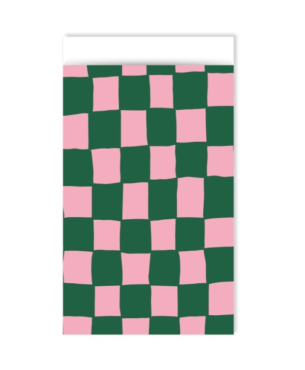 Kadozakje, Medium 12cmx19cm `Grid groen roze`( per stuk ) - Afbeelding 1