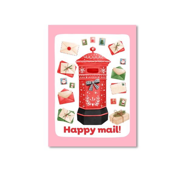 OnlyHappyThings , Kerst kaart A6 `Happy mail` rode brievenbus - Afbeelding 1
