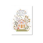 OnlyHappyThings , kaart A6 `Autumn leaves falling gently` herfst huis