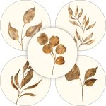 Sticker rond 35mm ` Herfst blad` naturel  ( mix van 10 stuks )