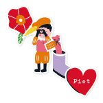 Sticker 38mm x 67mm , `Piet plaatjes` rood oranje geel paars ( mix van 10 stuks )