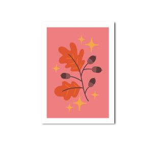 OnlyHappyThings , kaart A6 `Herfst bladeren en eikels`