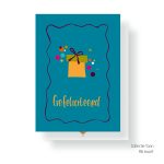 JUDITH maakt , A6 kaart `Gefeliciteerd` turquoise blauw met kadootje