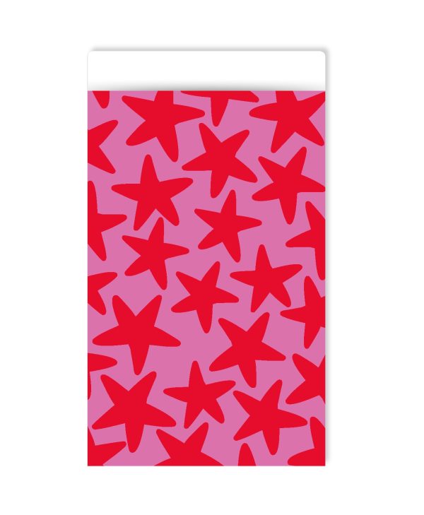 Kadozakje, Medium 12cmx19cm `Sterren roze rood` ( per stuk ) - Afbeelding 1