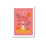 OnlyHappyThings , kaart A6 `Herfst bladeren en paddestoel`