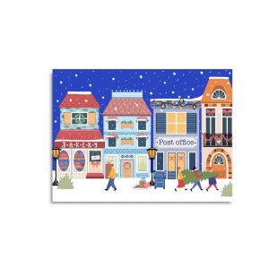 OnlyHappyThings , kaart A6 `Winter winkelstraat`