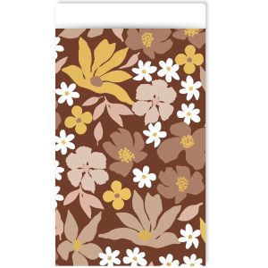 Kadozakje, Medium 12cmx19cm `Flowers mokka` ( per stuk )