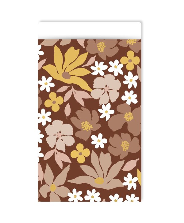 Kadozakje, Medium 12cmx19cm `Flowers mokka` ( per stuk ) - Afbeelding 1