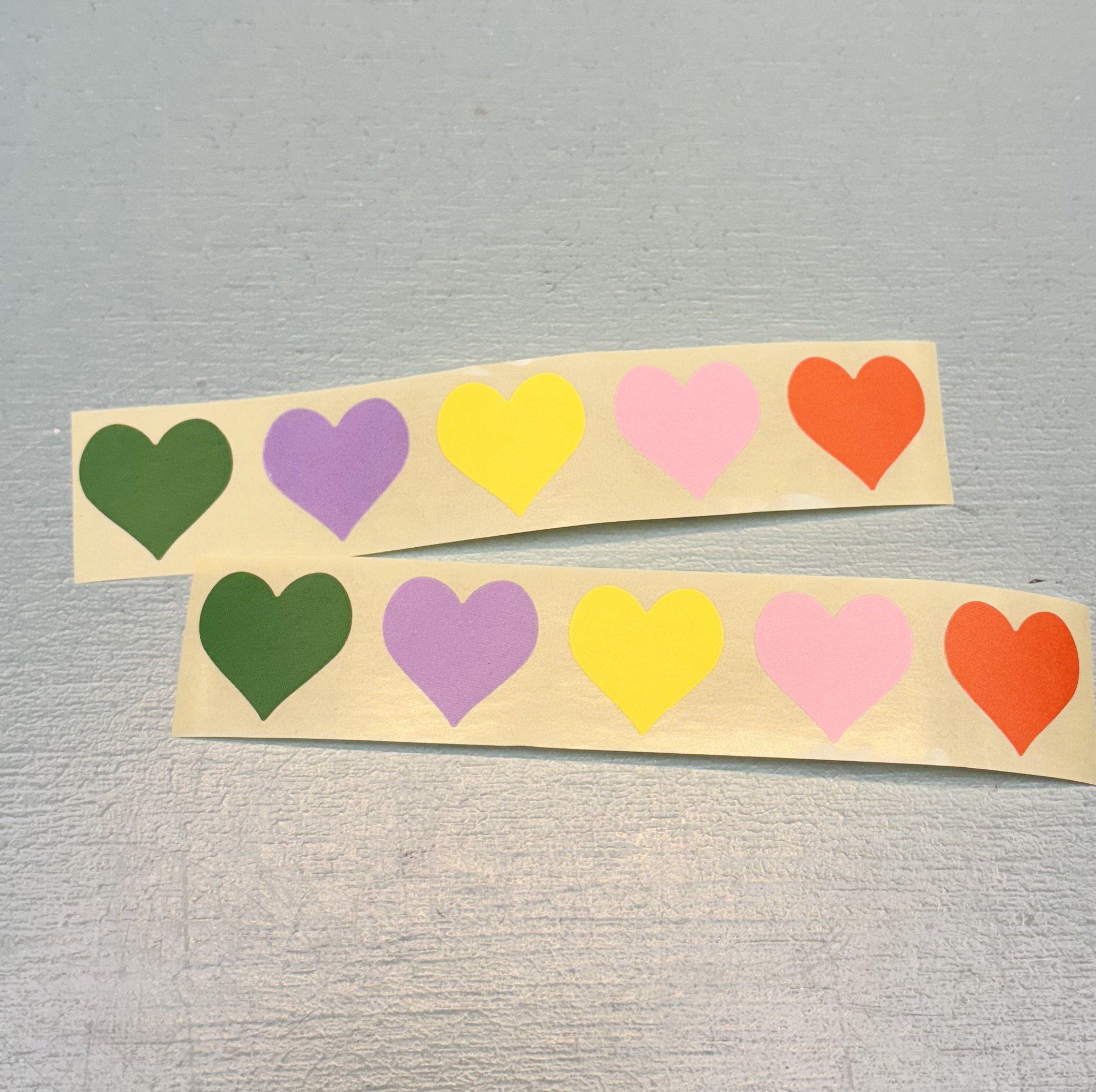 IMG_8959 Sticker hartje 25mm `zomertinten` ( mix van 10 stuks ) - Afbeelding 1