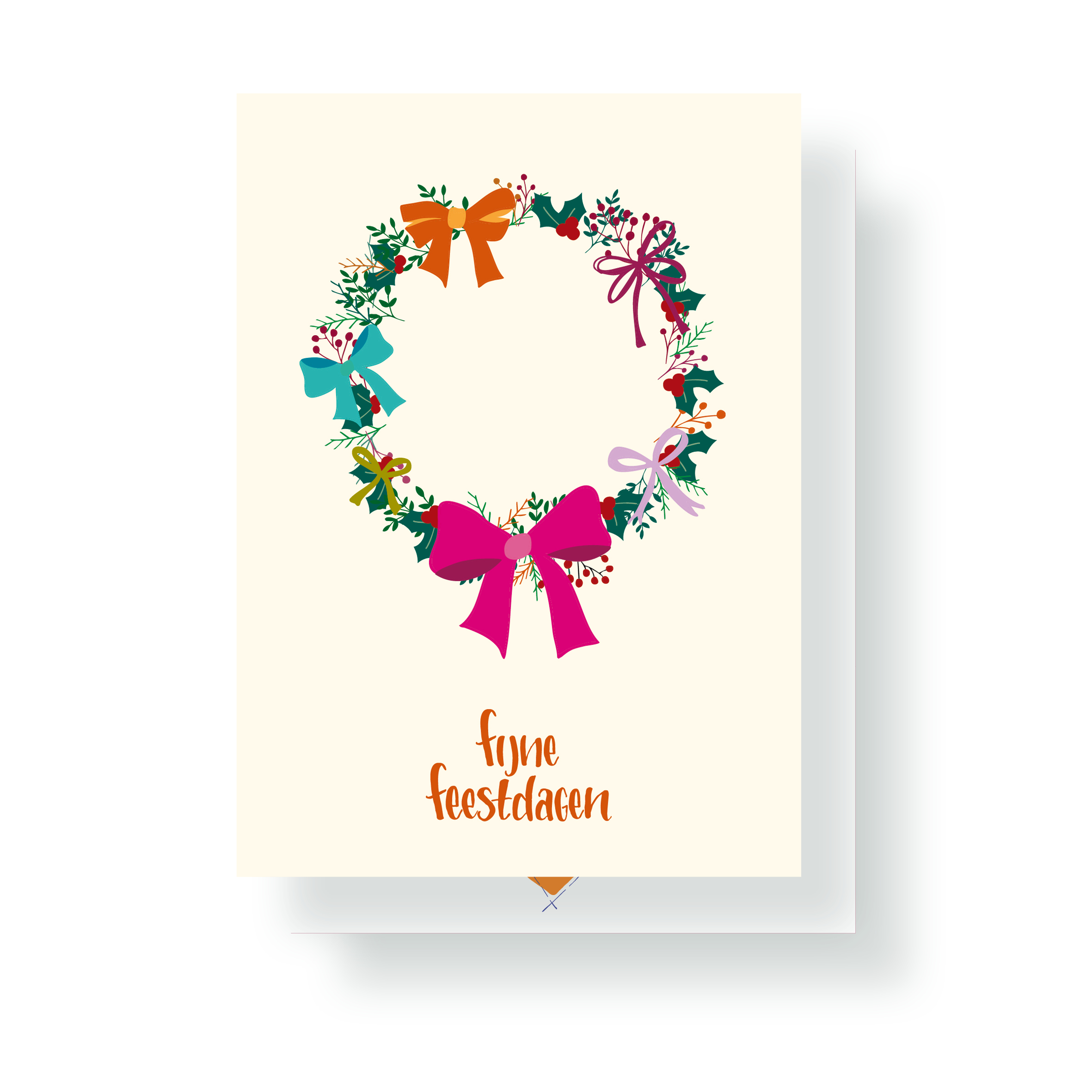 Via Suus5 JUDITH maakt , A6 kerst kaart `Fijne feestdagen` kerst krans - Afbeelding 1