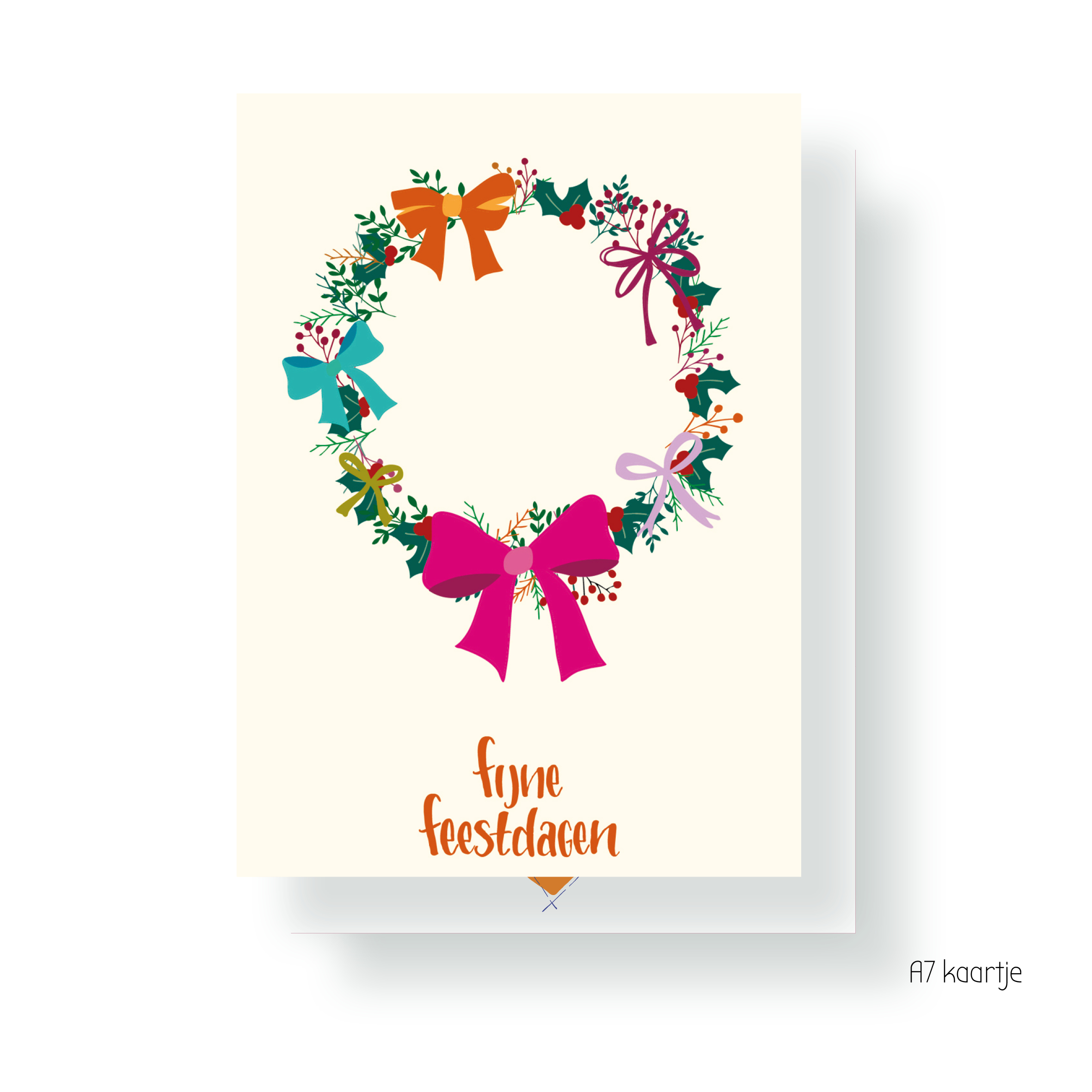 Via Suus8 JUDITH maakt , A7 kaartje `Fijne feestdagen ` kerstkrans - Afbeelding 1