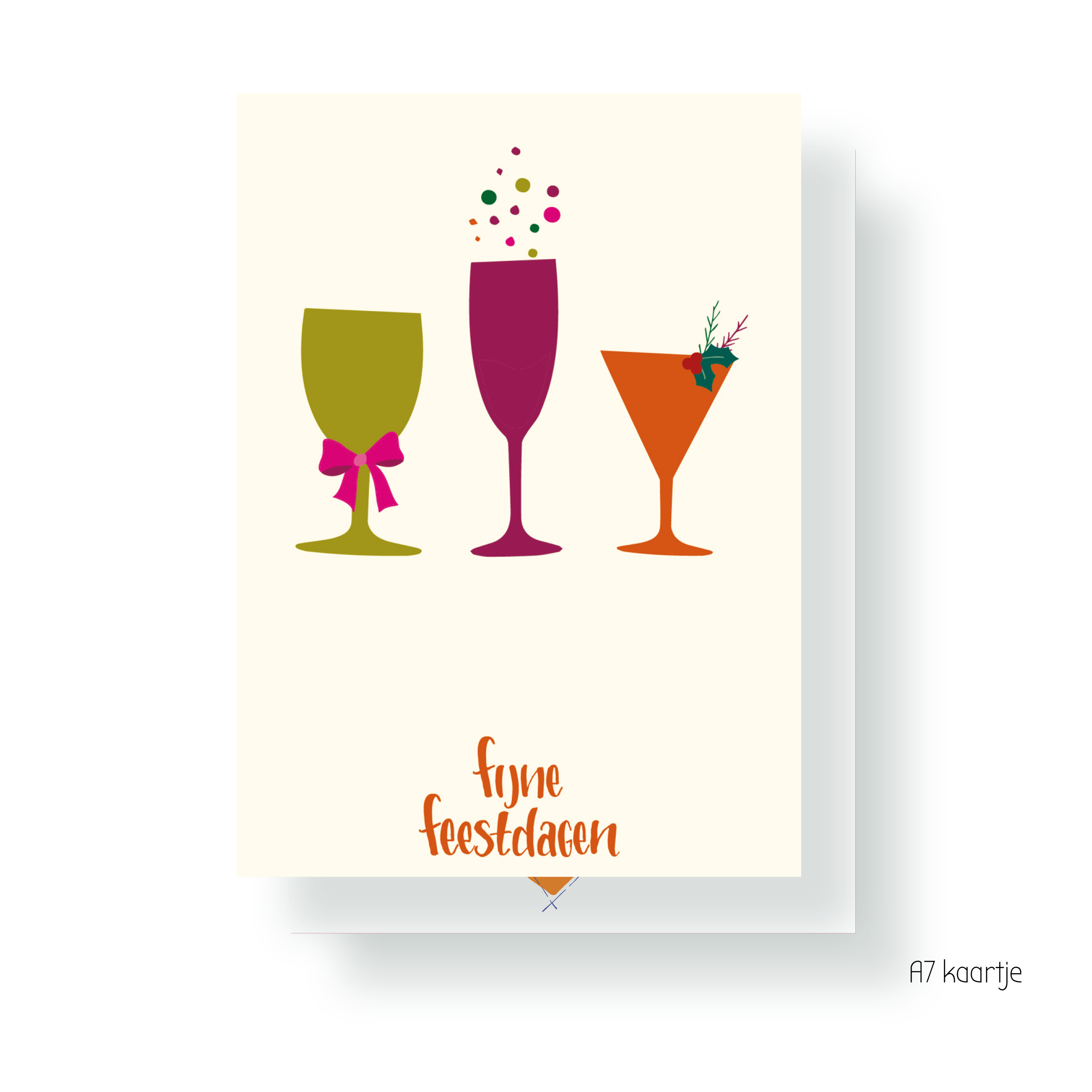 Via Suus9 JUDITH maakt , A7 kaartje `Fijne feestdagen` 3 glaasjes - Afbeelding 1