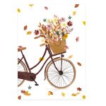 The Lemonbird, kaart A6 `Fiets met herfst bloemen in mand` bruintinten