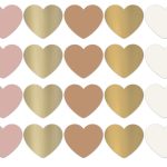 Sticker hart 50mm `Hearts mix roze / fudge / goud`  ( mix van 10 stuks )