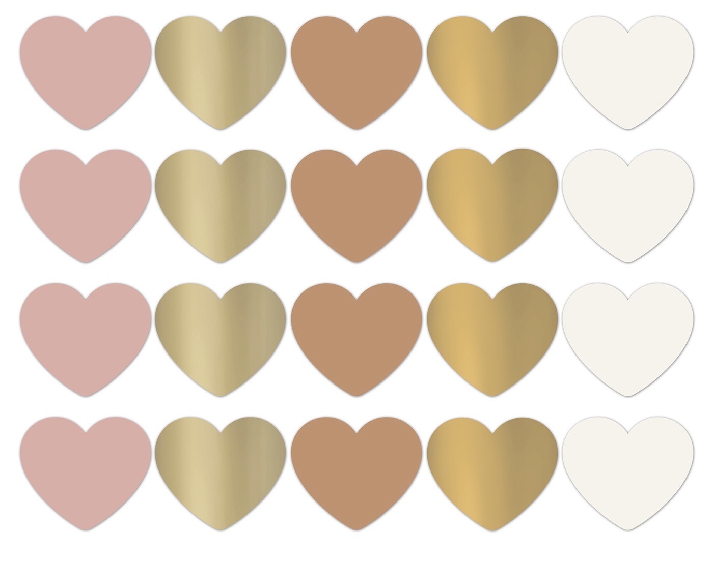 Afbeelding 2 Sticker hart 50mm `Hearts mix roze / fudge / goud` ( mix van 10 stuks ) - Afbeelding 1