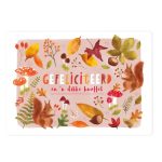 The Lemonbird, kaart A6 `Gefeliciteerd en een dikke knuffel` eekhoorntjes herfst