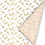Kadopapier / inpakpapier `Solo hearts` kleine hartjes goud / zand` ( 30cmx1meter )