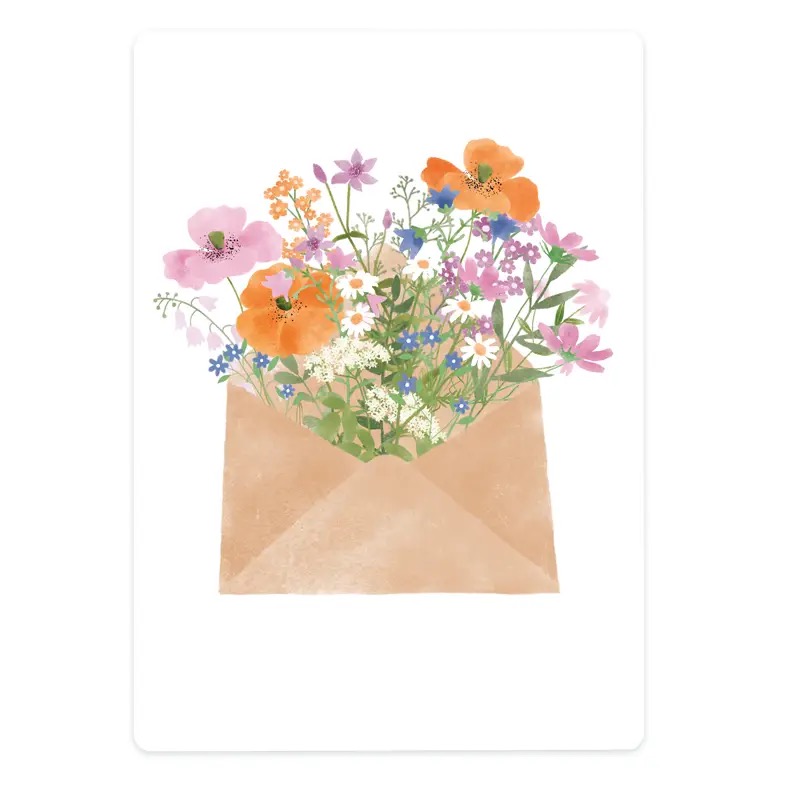Afbeelding The Lemonbird, kaart A6 `Envelop met bloemen` - Afbeelding 1