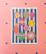 Kaartenpret, A6 kerst kaart van karton `Kerst ballen`