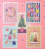 Kaartenpret, A6 kerst kaart van karton `Kerstboom met lichtjes en strik` - Afbeelding 2