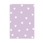 BW kaart A6 ` Lila met witte hartjes `