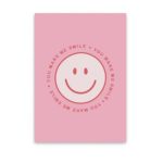 BW kaart A6 ` Smiley roze rood` you make me smile