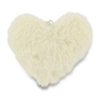 BW Decoratie hanger pompom Fluffy hart off white ( +/_) 9cm x 9cm,  per stuk