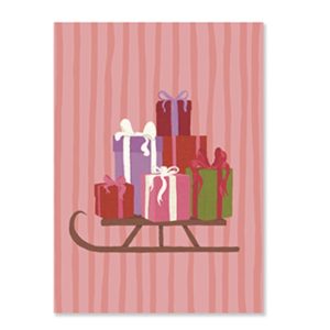 BW kaart A6 ` Slee met kadootjes` gestreepte achtergrond