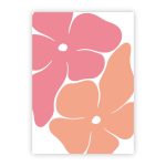 Wensjegeluk, kaart A6, Twee grote bloemen roze / zalm peach