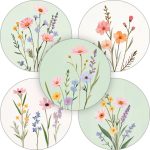 Sticker rond 35mm `Plukbloemen` ( mix van 10 stuks )