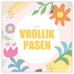 Give X , kadokaartje vierkant `Vrolijk pasen` bloemetjes