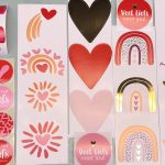 Stickermix `Roze / rood `   ( mix van 25 stuks )